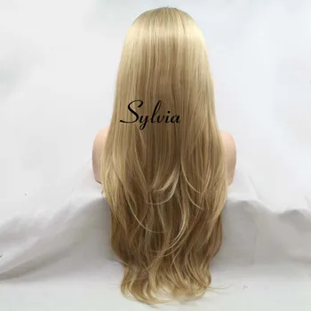 Sylvia Ombre Šviesūs Perukai Ilgai Gamtinių Tiesūs Plaukai U Dalis Nėriniai Perukas Sintetinis Nėriniai Perukas Karščiui Atsparus Pluoštas Plaukų Tamsios Šaknys