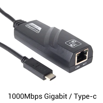 1000Mbps Tipas-c USB-C RJ45 Gigabit Ethernet LAN Tinklo Adapterio Kabelis KOMPIUTERIUI K Nešiojamas Aksesuaras Juoda 386