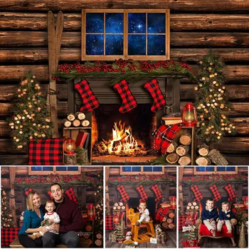 Kalėdų Fotografijos Fonas Senovinių Medinių Sienų, Židinių Fone fotostudija Photoshoot Kalėdos Tamsiai Mantel Fonas 6487