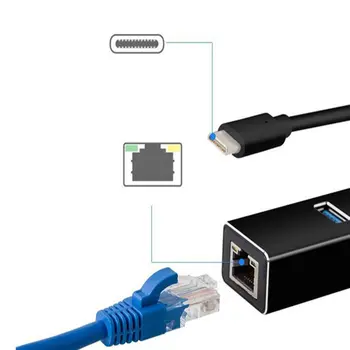 Tipas-c 3.0 HUB + Gigabit Hub 3 jungtys USB 3.0 Gigabit Ethernet LAN Rj45 Tinklo Adapteris Stebulės 1000mbps 688